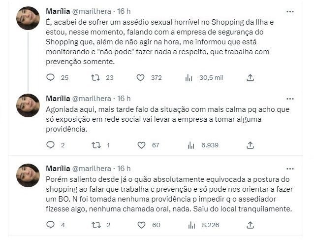Arquiteta e Urbanista relata que sofreu assédio sexual em shopping da capital 2 Relato Assedio