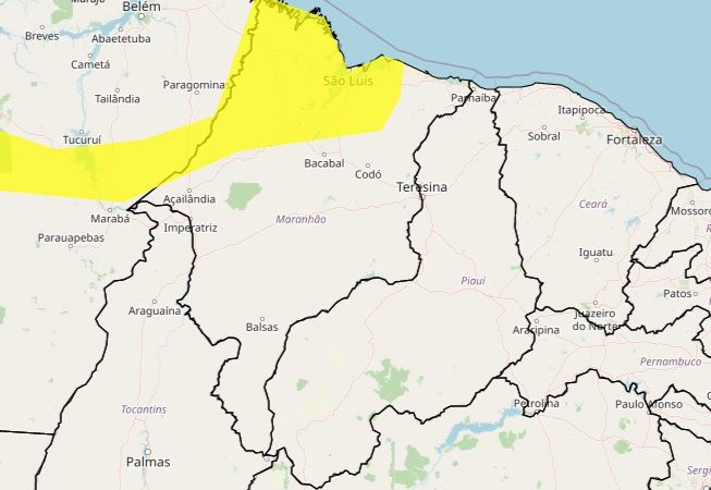 INMET emite aviso de chuvas intensas e perigo potencial em parte do Maranhão