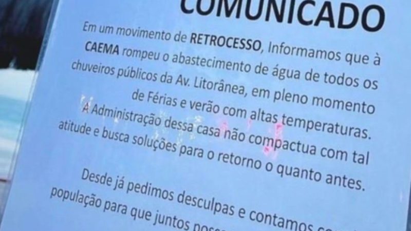 CAEMA corta abastecimento em pontos de chuveiros públicos da Litorânea