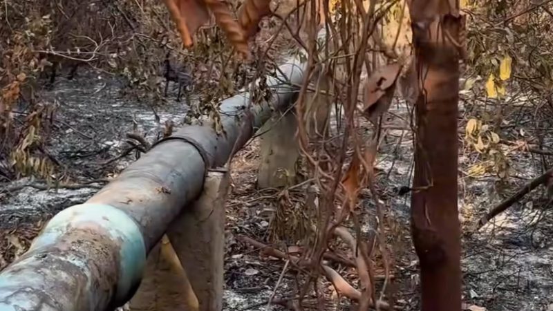 Incêndio queima parte de adutora da CAEMA e provoca paralisação de abastecimento em Humberto de Campos